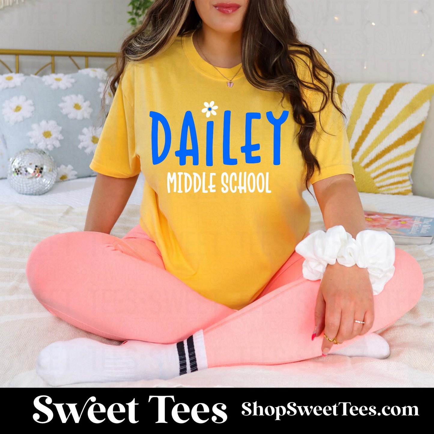 Dailey Middle School Flower Font tee