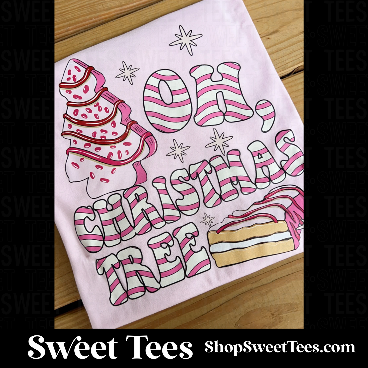 Pink Oh Christmas Tree Cake tee