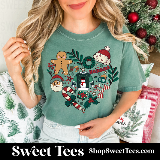 Christmas Doodles Heart tee