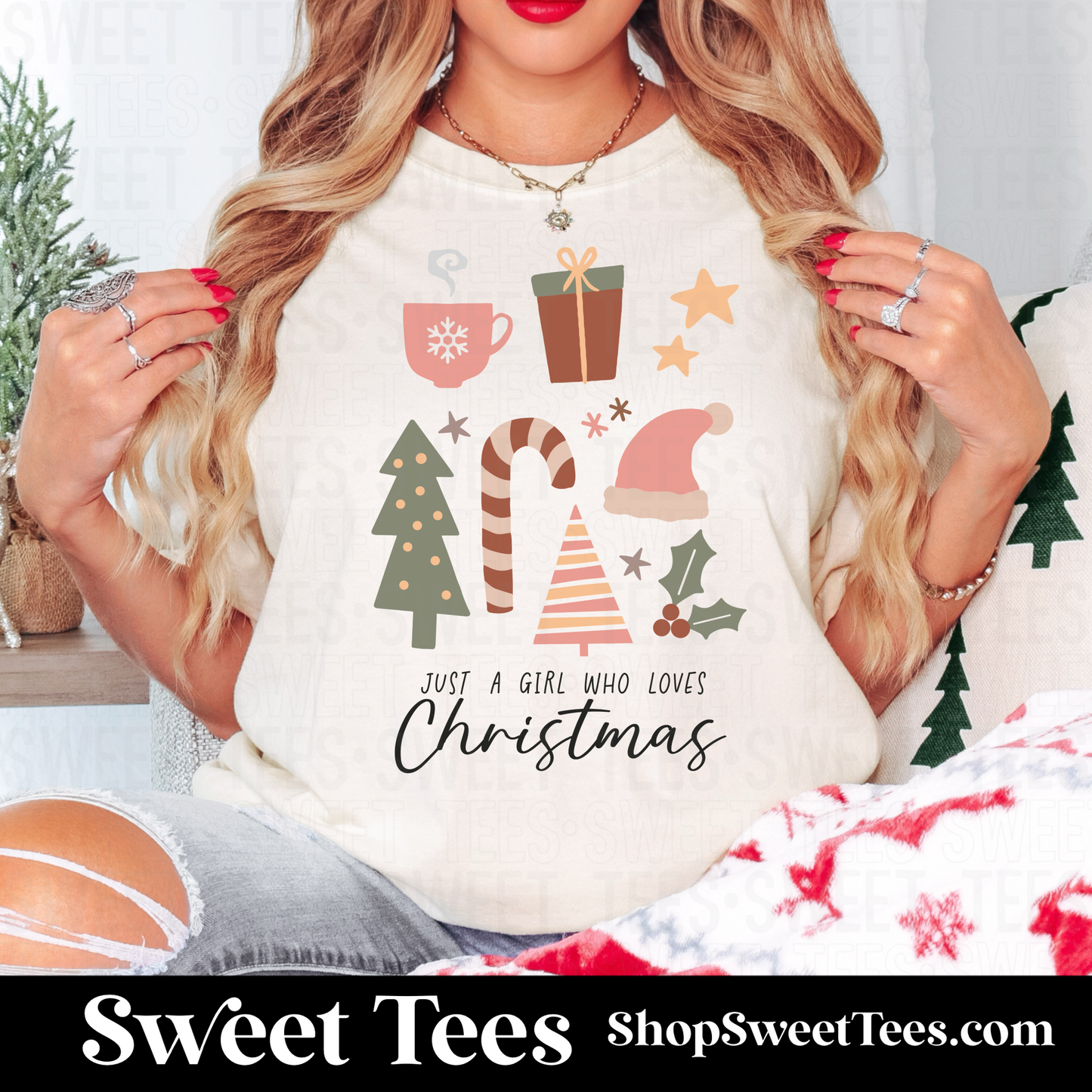 Boho Just a Girl Who Loves Christmas tee