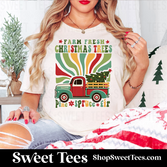 Groovy Farm Fresh Christmas Trees tee