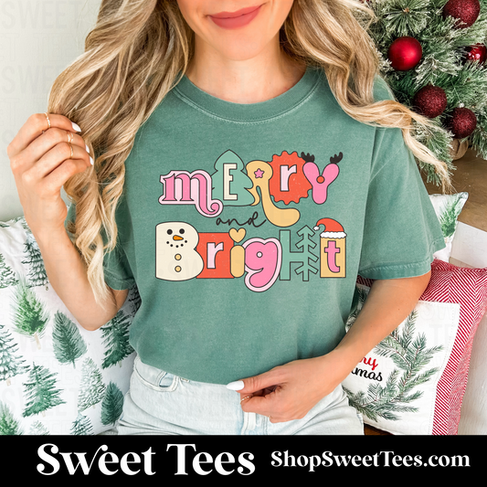 Retro Merry and Bright tee