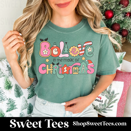 Retro Believe in the Magic of Christmas tee