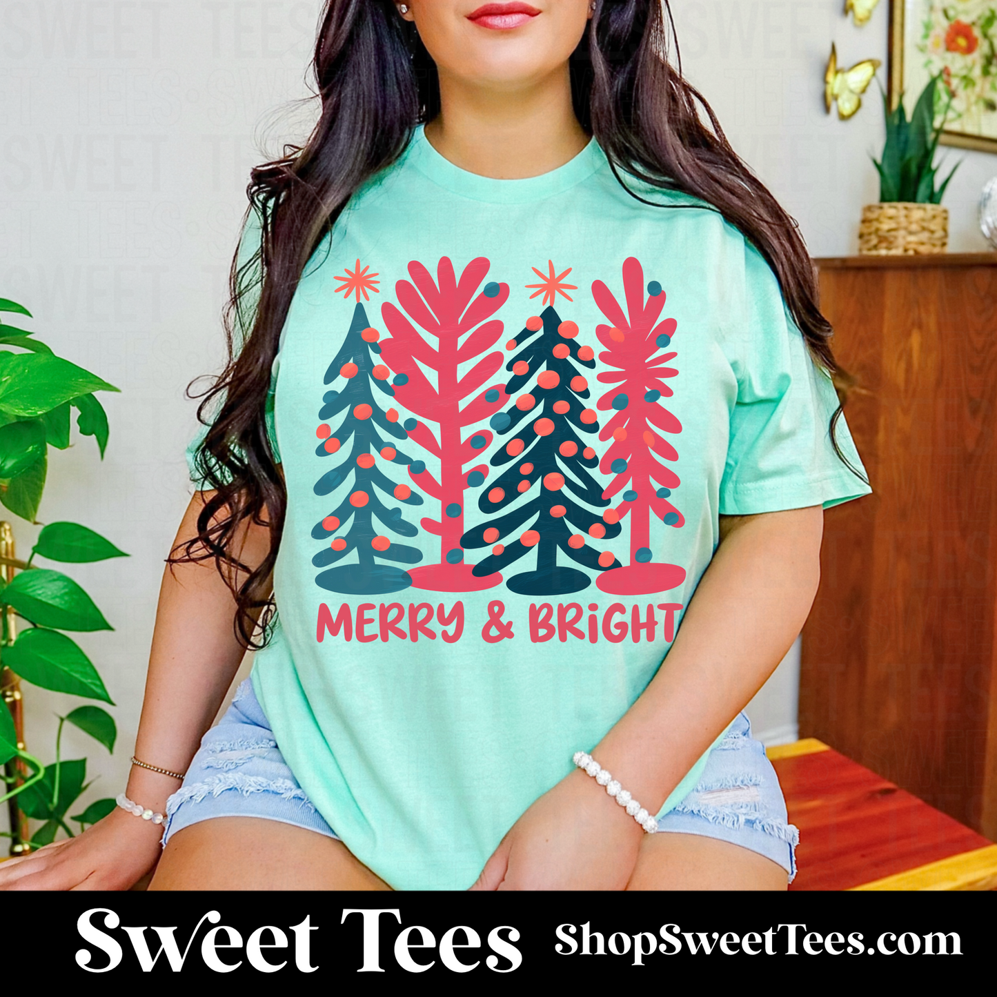 Retro Merry and Bright Tree tee