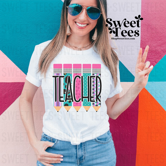 Teacher Pink Pencils tee