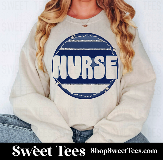 Nurse Retro Navy Circle Sweatshirt