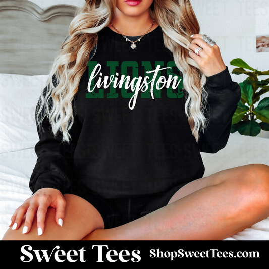 Livingston Lions Worn Text Sweatshirt - Black