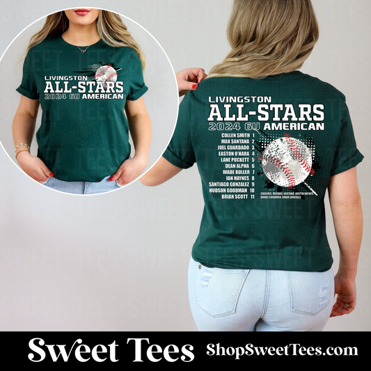 6U-American Livingston All-Stars Roster tee