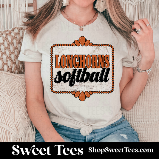 Longhorns Softball Western Stone tee