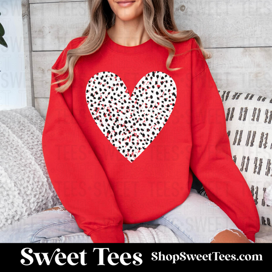 Dotted Heart Sweatshirt - Red