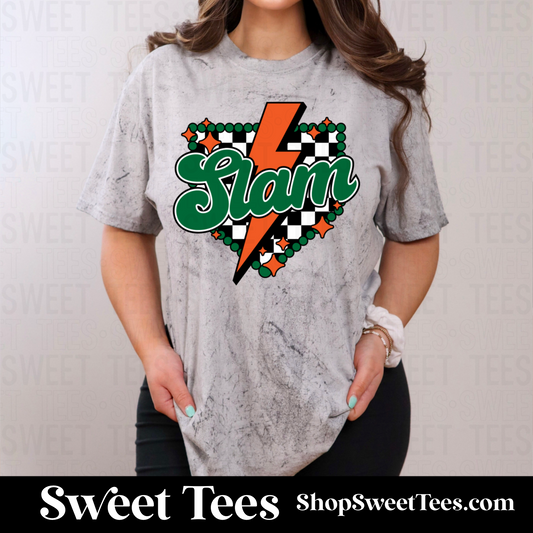 Texas Slam Turquoise Checker Plate tee - Smoke CC