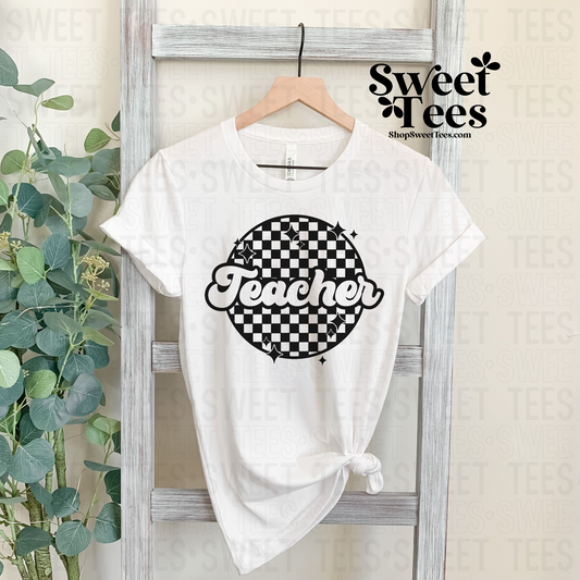 Checkered Teacher tee