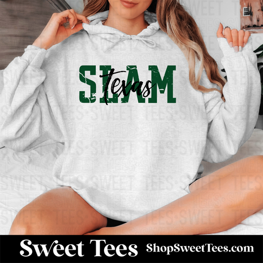 Texas Slam Worn Text Hoodie - Ash