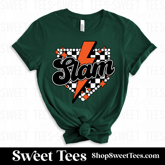 Texas Slam Turquoise Checker Plate tee - Forest Green