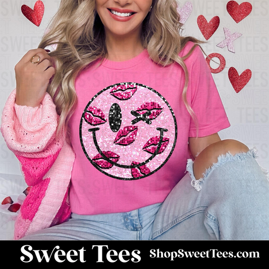 Sequin Kissy Smile tee