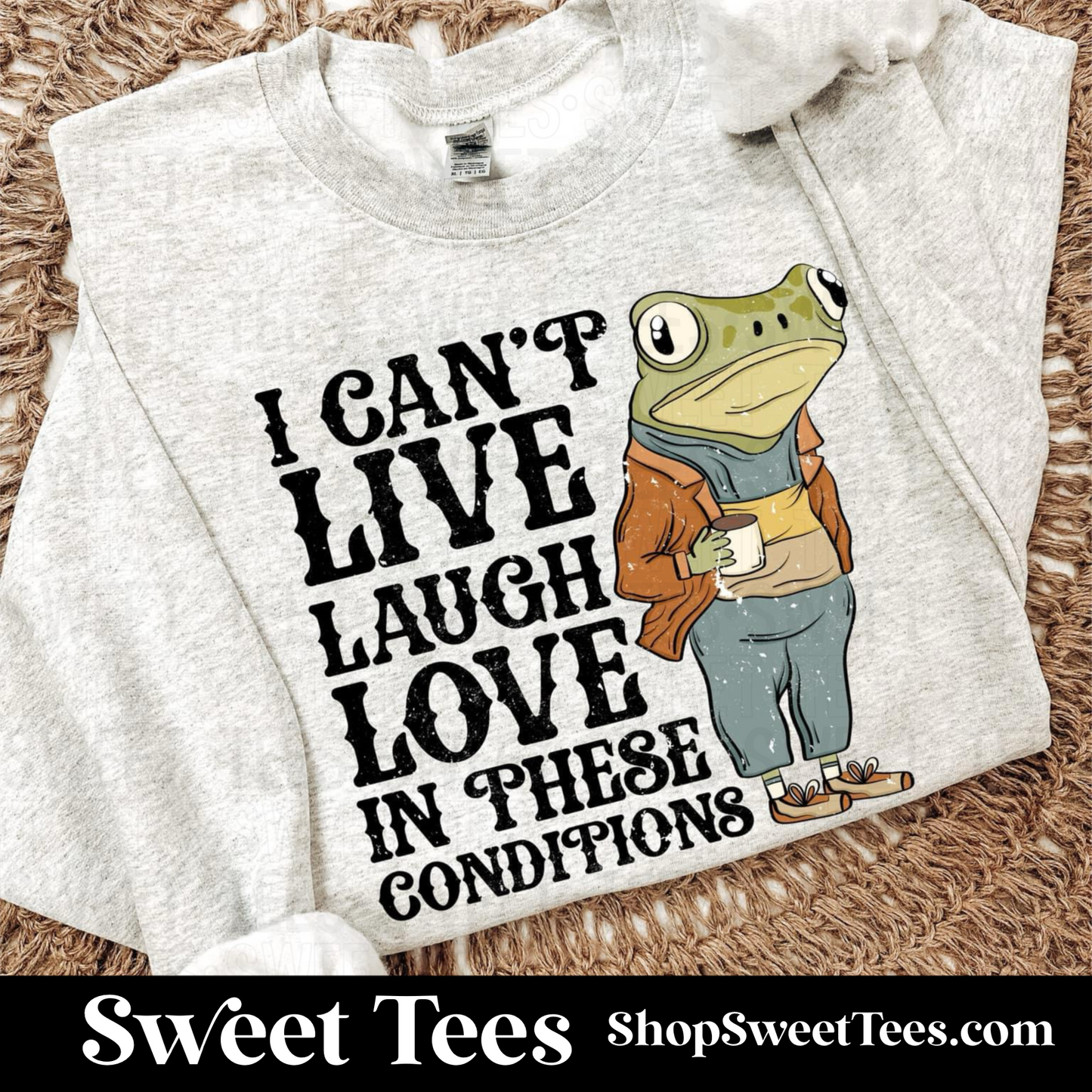 I Can't Live Laugh Love In These Conditions Sweatshirt