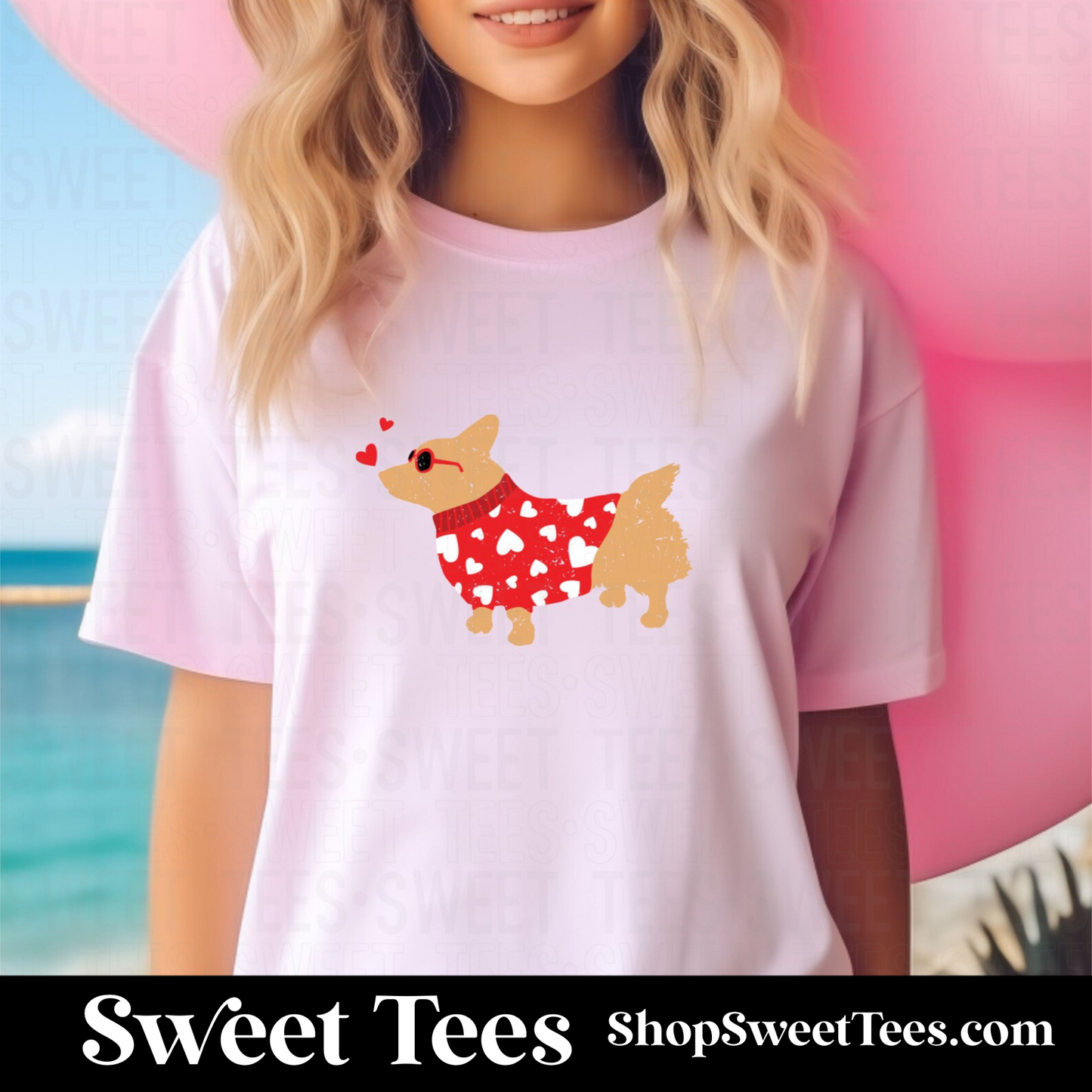 Corgi Valentine tee