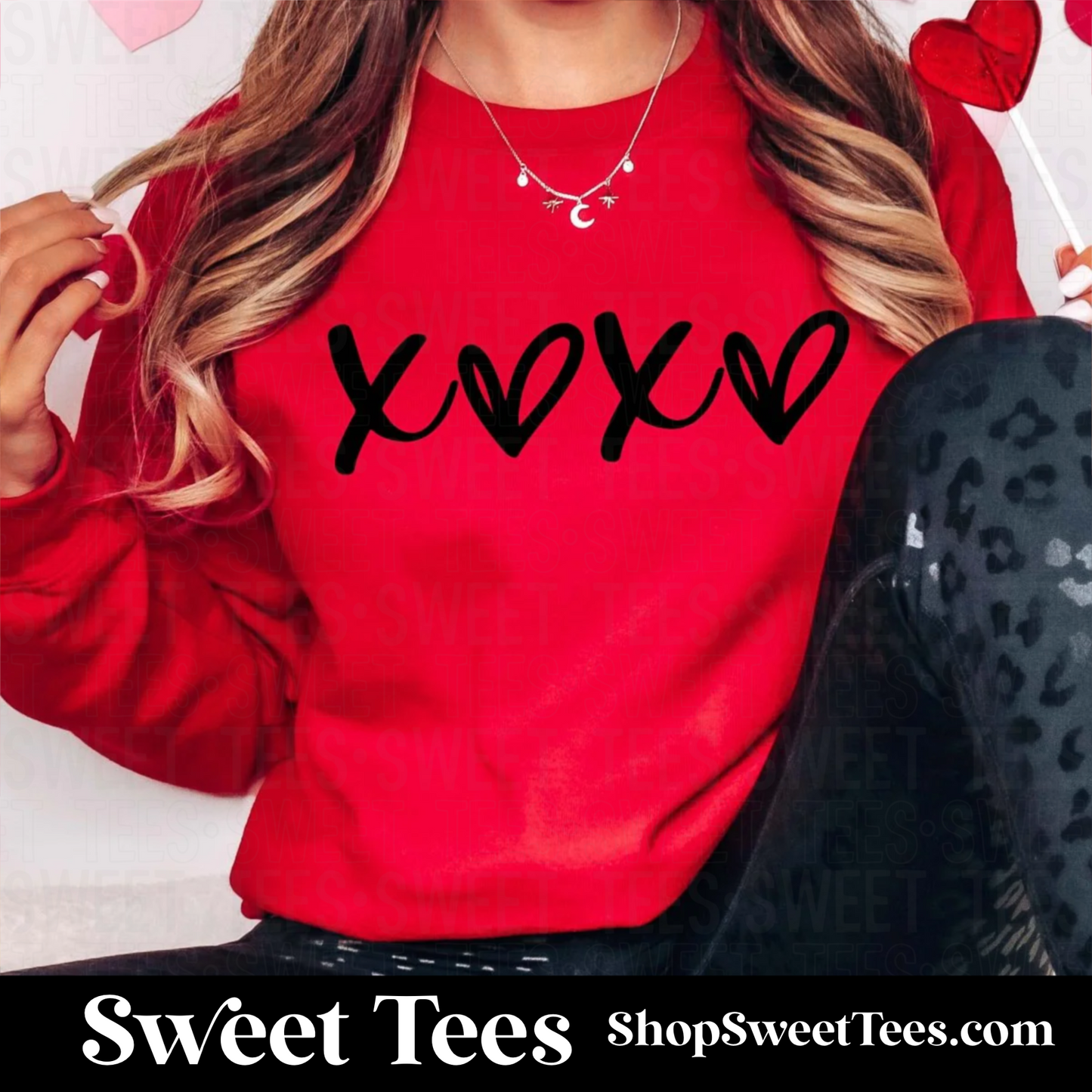 XOXO Heart Script Sweatshirt