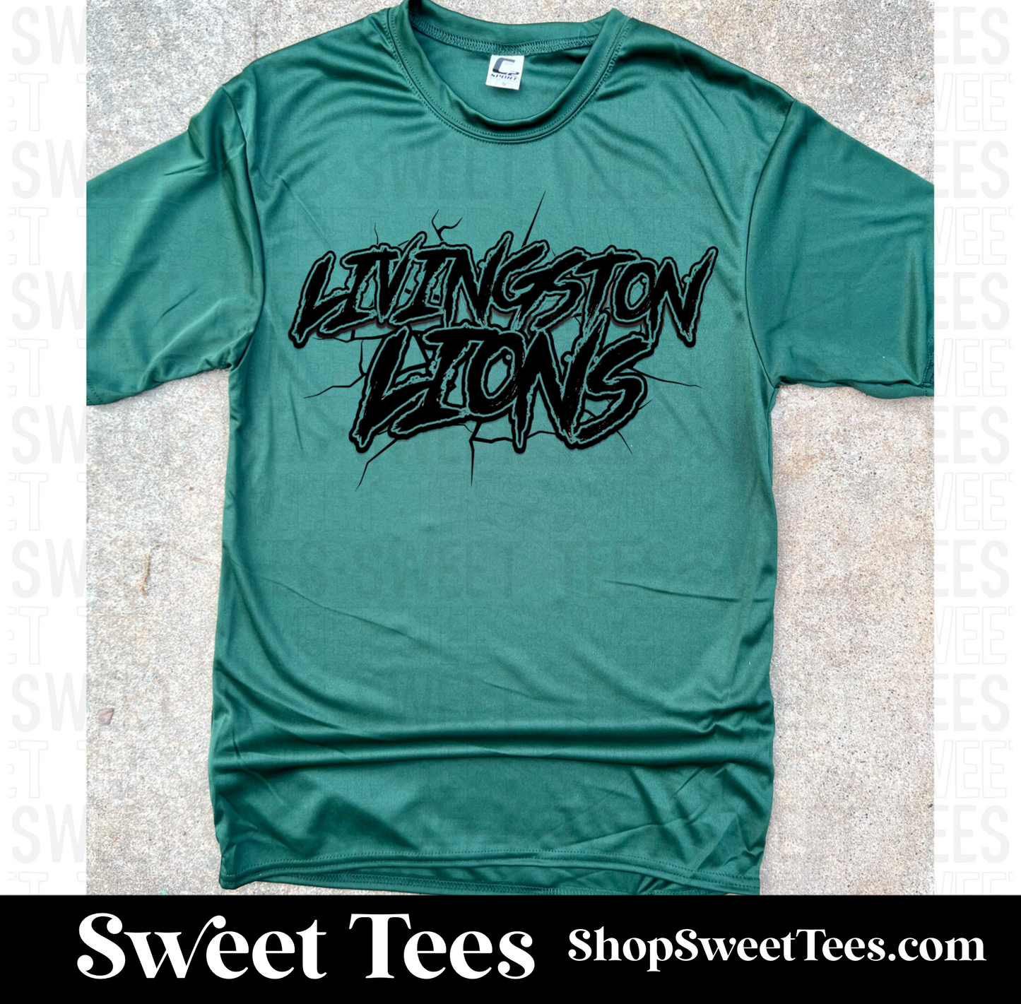 Livingston Lions Cracked Grunge Drifit tee