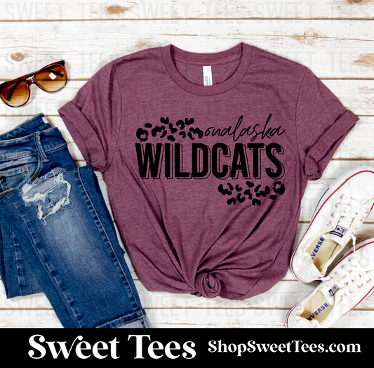 Onalaska Wildcats Leopard Offset tee