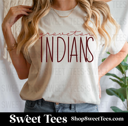 Groveton Indians Skinny Script tee