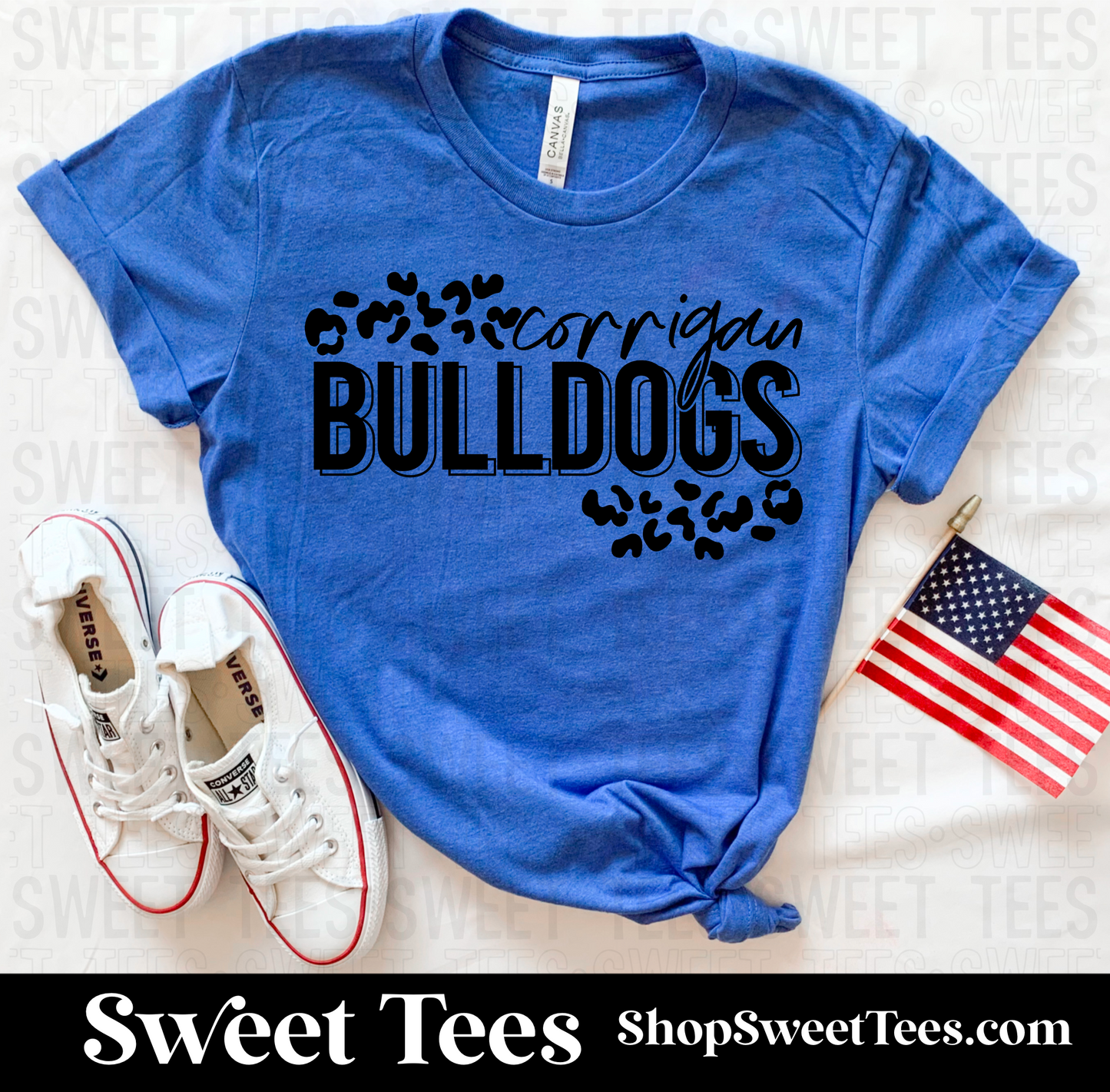 Corrigan Bulldogs Leopard Offset tee