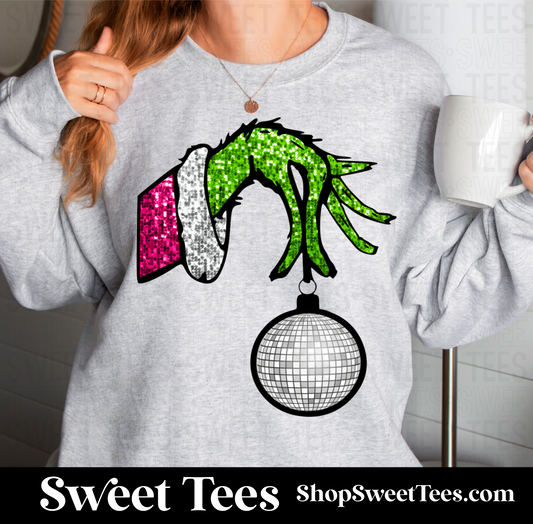 Disco Faux Sequin Grinch Sweatshirt