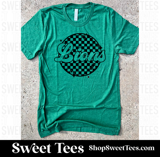 Lions Retro Checker Circle - green tee