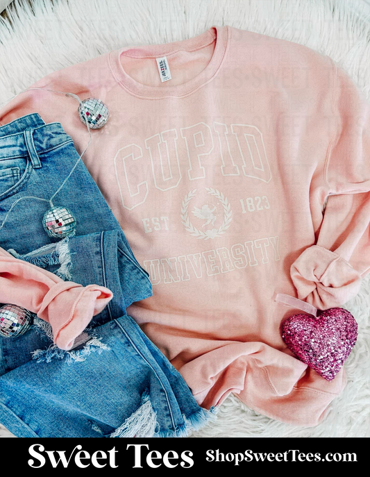 Cupid University Sweatshirt - Light Pink