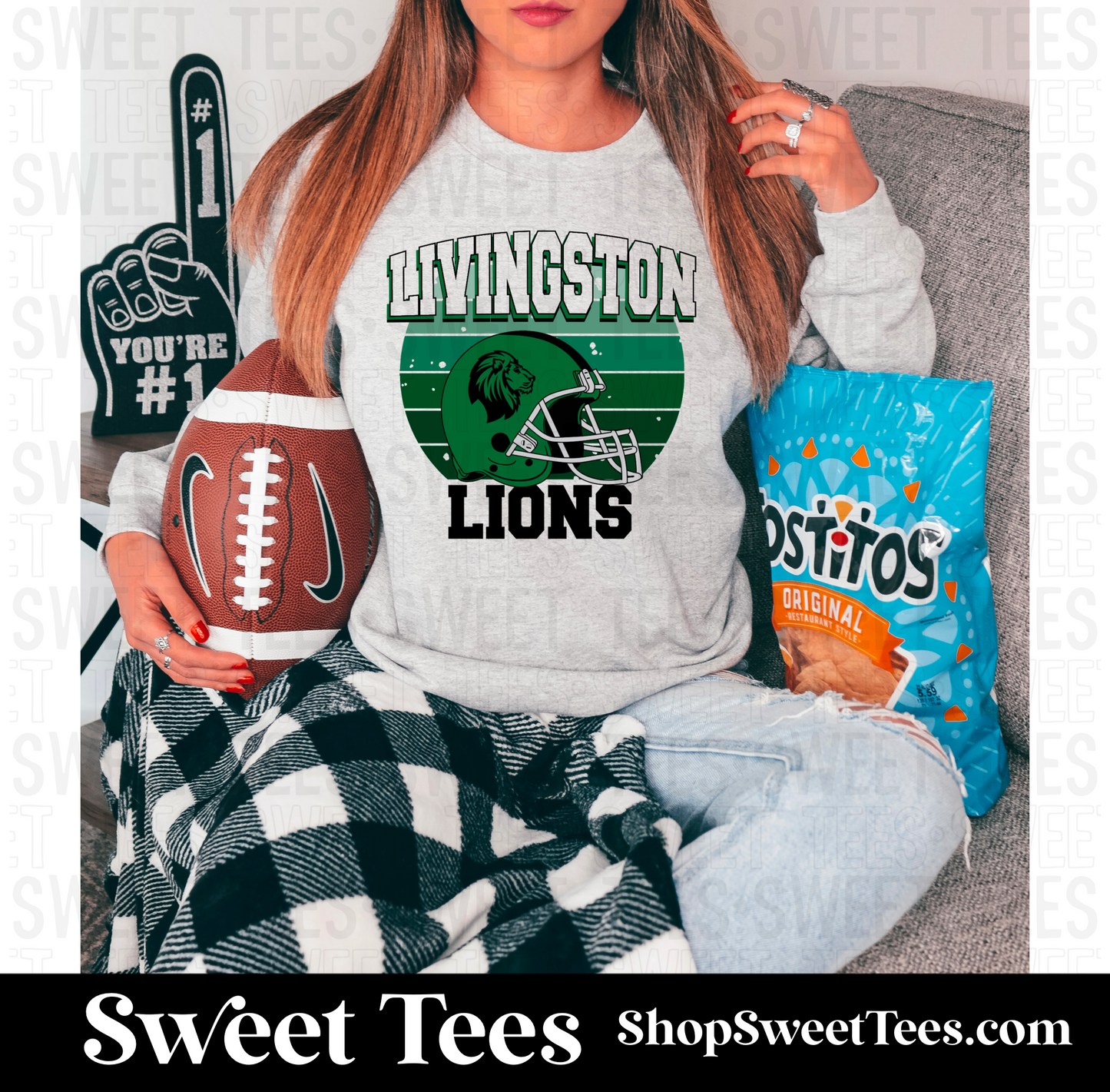 Livingston Lions Retro Ombre Circle Sweatshirt