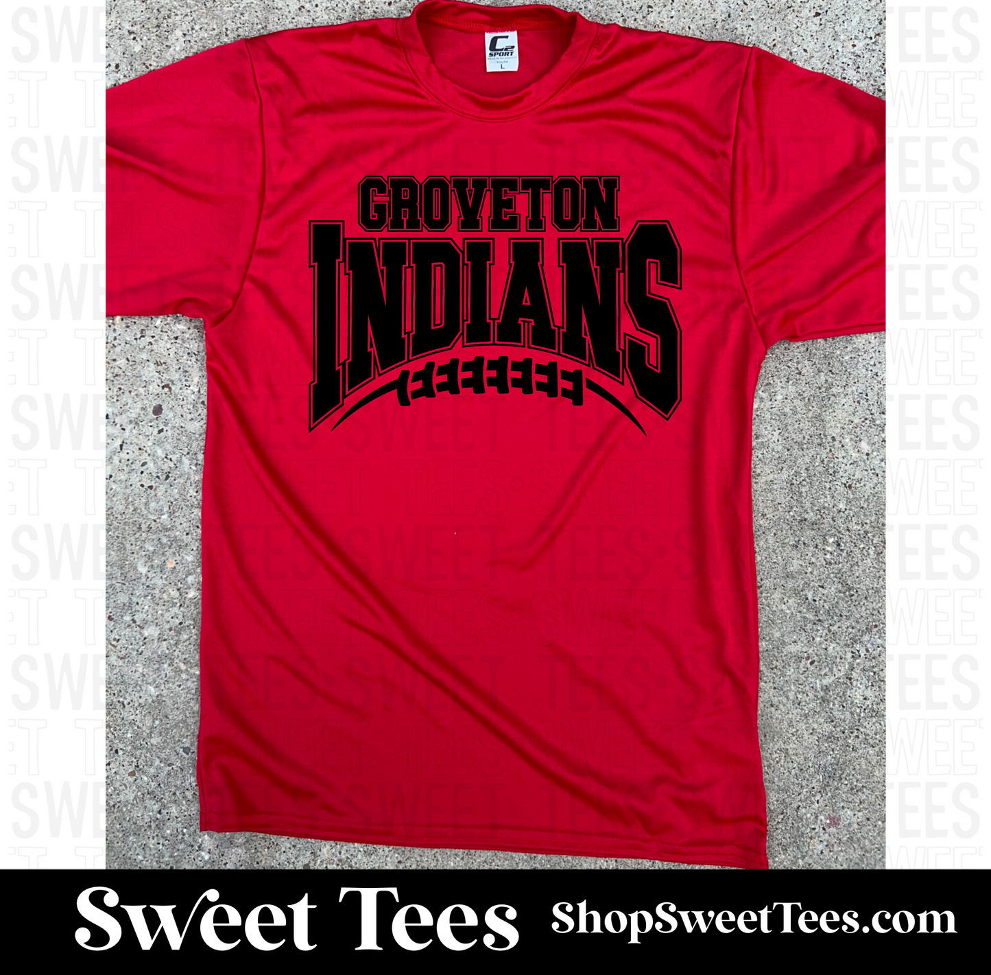 Groveton Indians Arched Football Lace Drifit tee