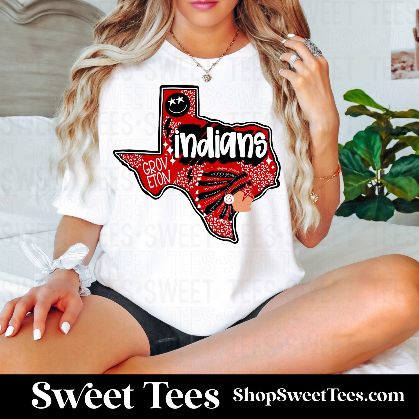 Groveton Indians Preppy Doodle Texas tee