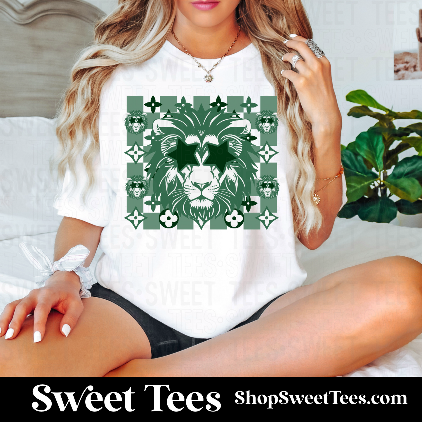 Preppy Lions Checker tee - White