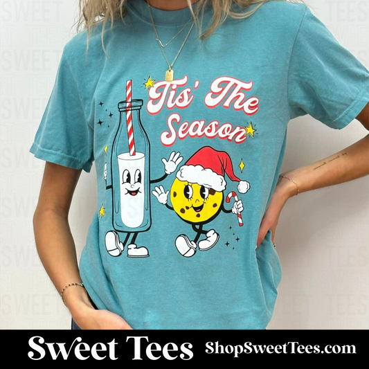 Milk and Cookies Tis The Season tee - Blue