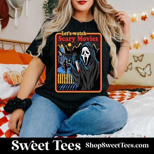 Let's Watch Scary Movies tee