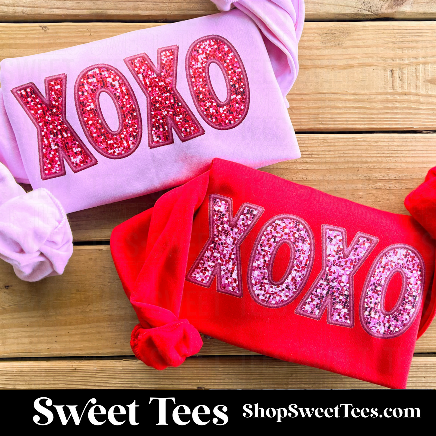 XOXO Faux Sequin Sweatshirt - Light Pink