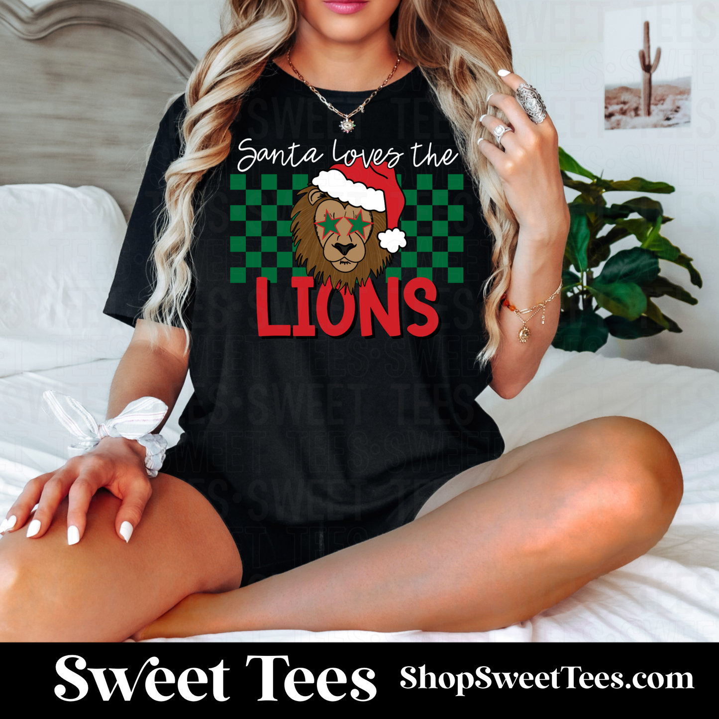 Santa Loves The Lions tee - Black