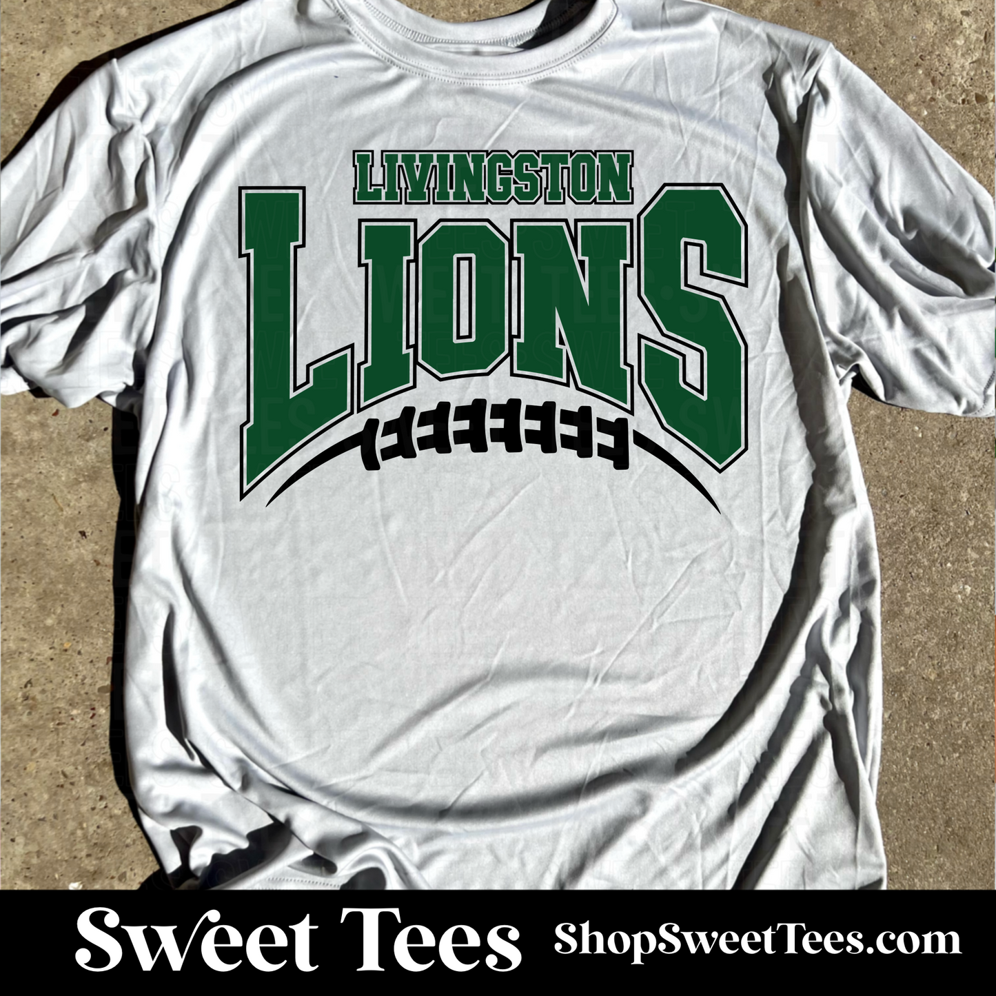 Lions Football Arched Lace - silver drifit tee