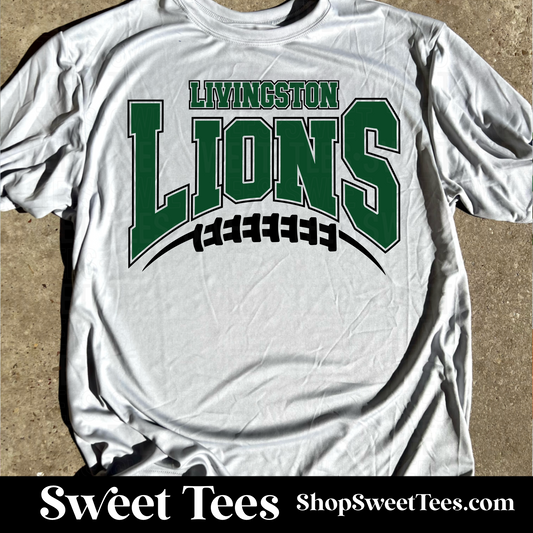 Lions Football Arched Lace - silver drifit tee