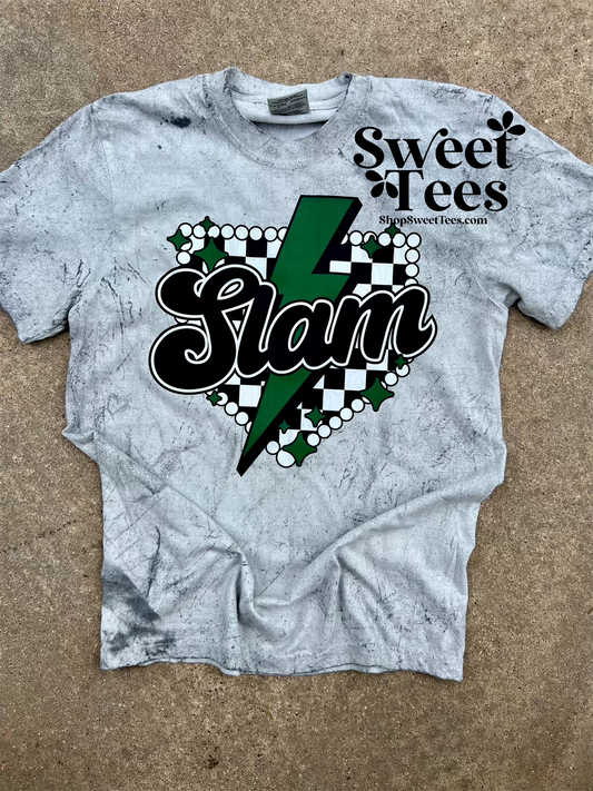 Green and Black Texas Slam Turquoise Checker Plate tee - Smoke CC