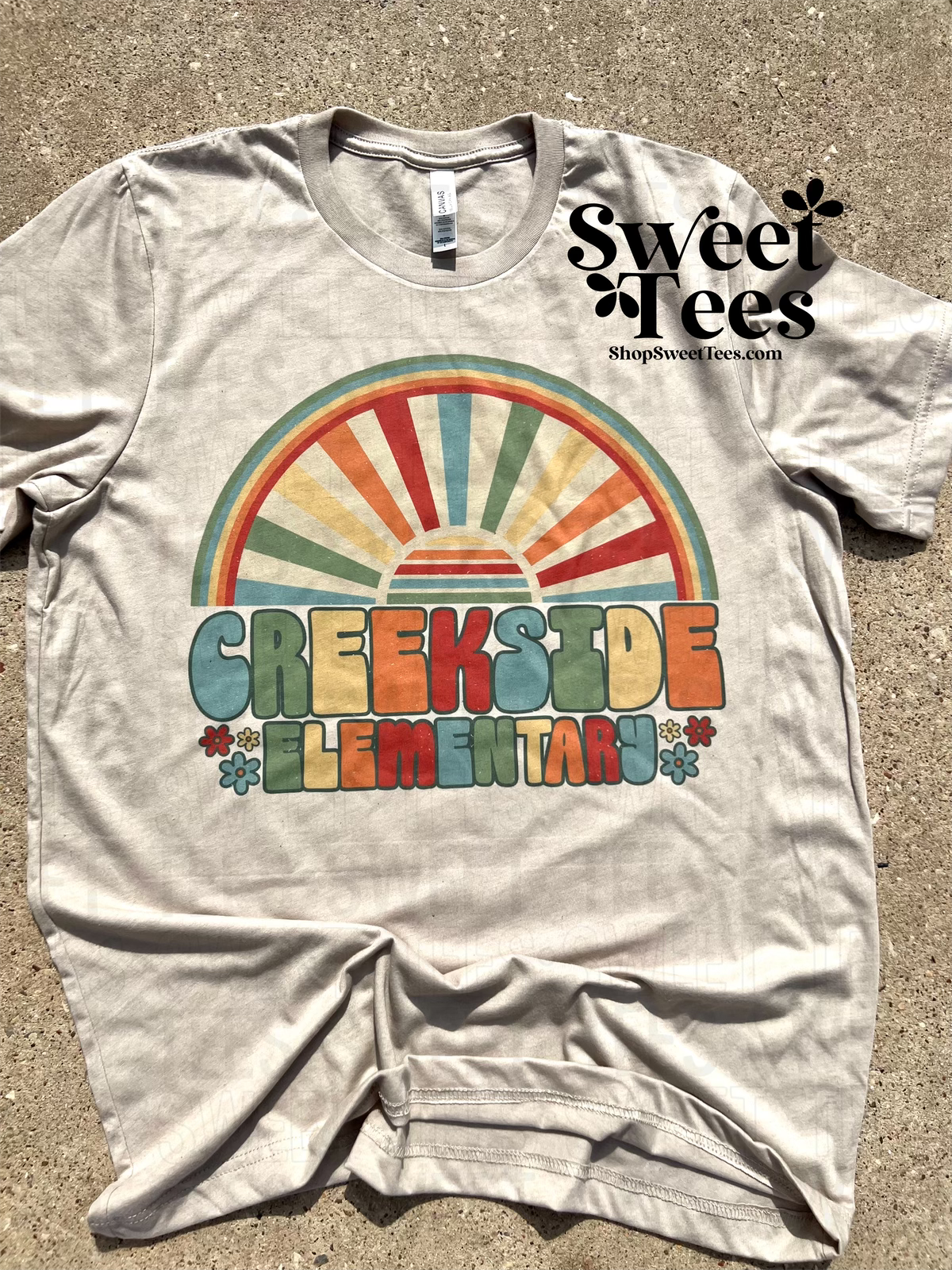 Creekside Elementary Retro Sun Rainbow tee