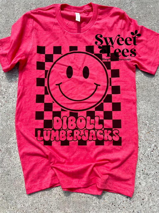 Diboll Lumberjacks Checker Smile tee