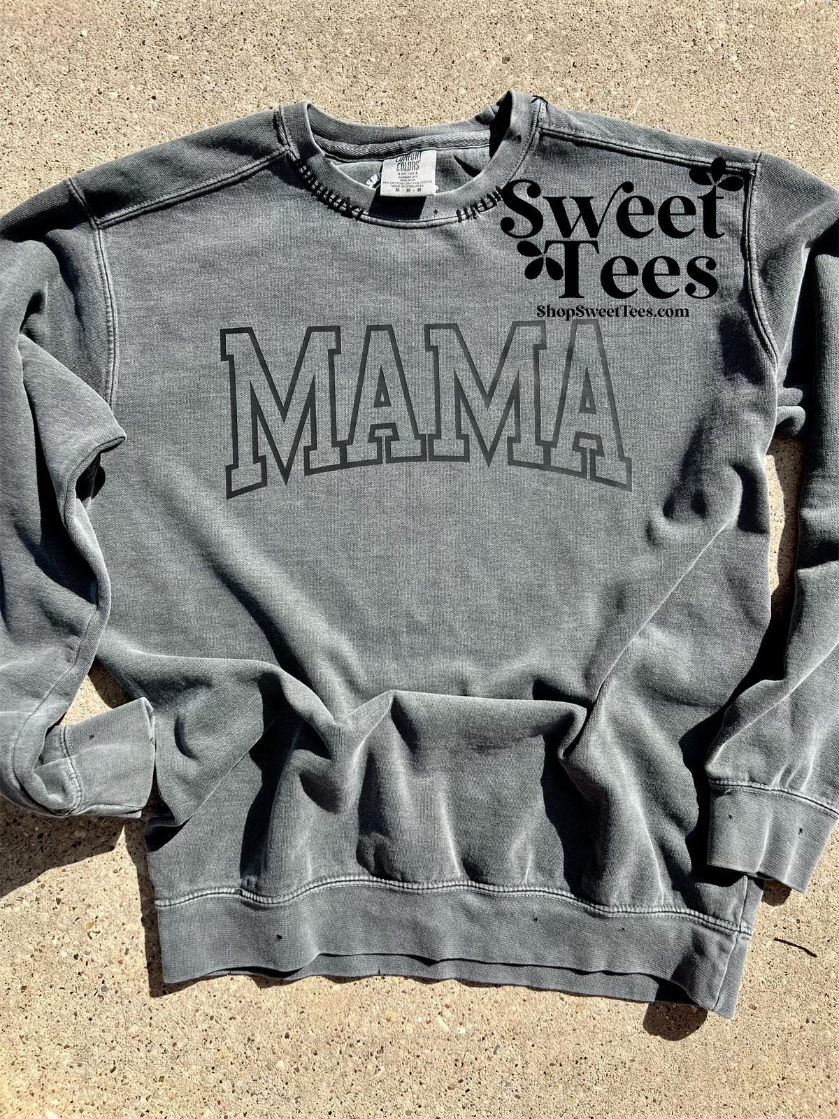 Mama Arched Hand Stitched Comfort Colors Sweatshirt - Preorder