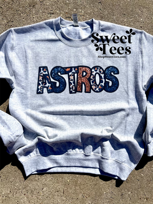 Astros Faux Embroidered Sequin Sweatshirt