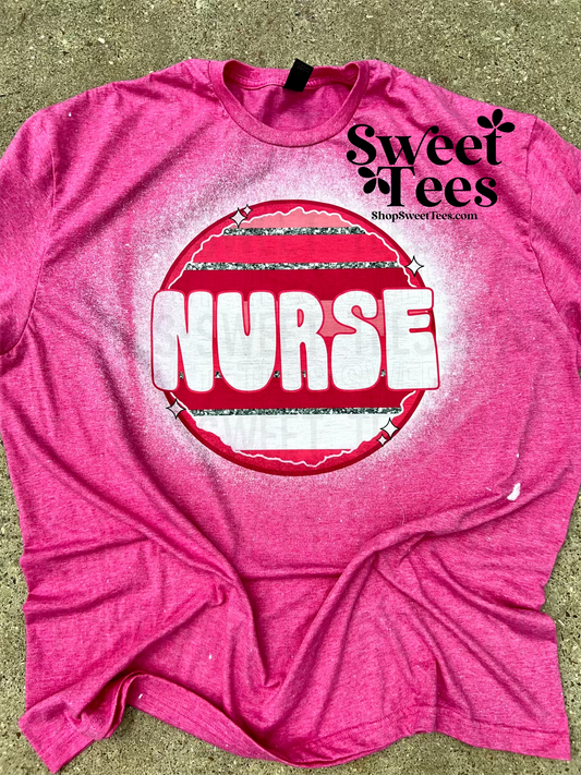 Nurse Retro Stripe tee - pink