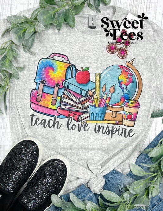 Tiedye Teach Love Inspire tee