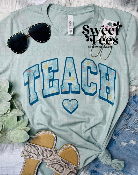 Teach University Flower - blue tee