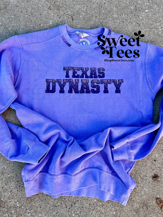 Texas Dynasty Faux Sequin Hand Stitched Comfort Colors Sweatshirt - Preorder