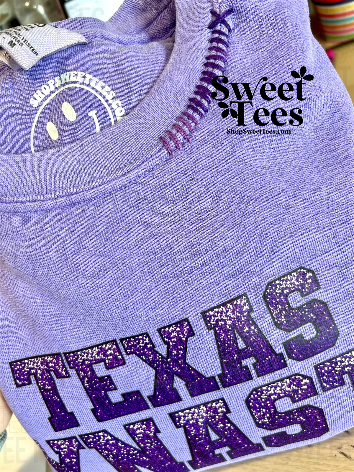 Texas Dynasty Faux Sequin Hand Stitched Comfort Colors Sweatshirt - Preorder