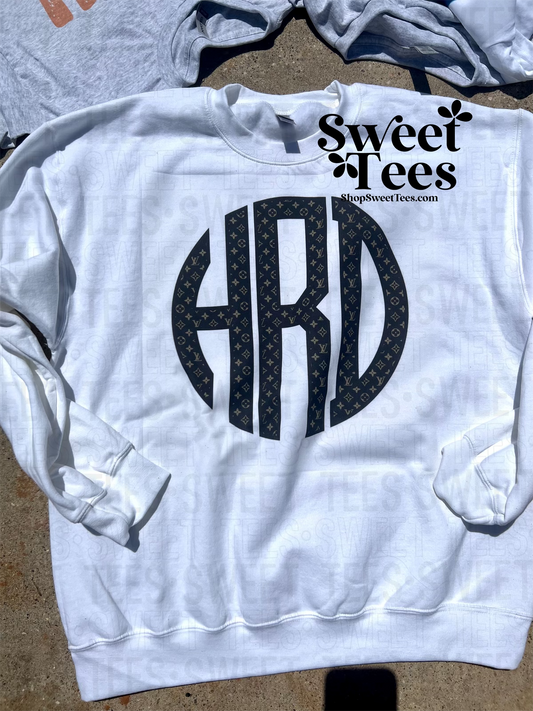 White Designer Monogram Sweatshirt